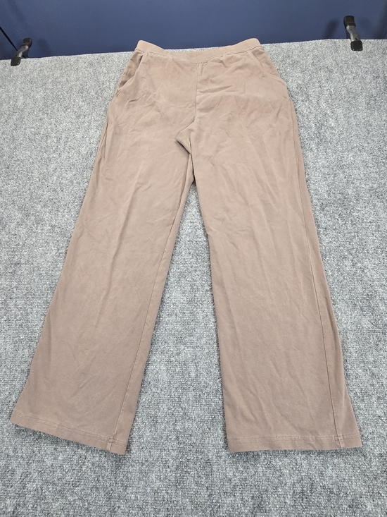 L.L. Bean Pants - L.L.Bean Womens Small Wide Leg Knit Pants Taupe Elastic Waist Lounge Pockets